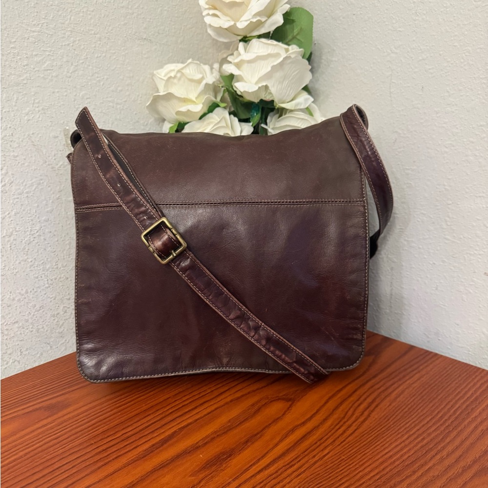 latico Brown Leather Messenger Bag with Adjustable Strap